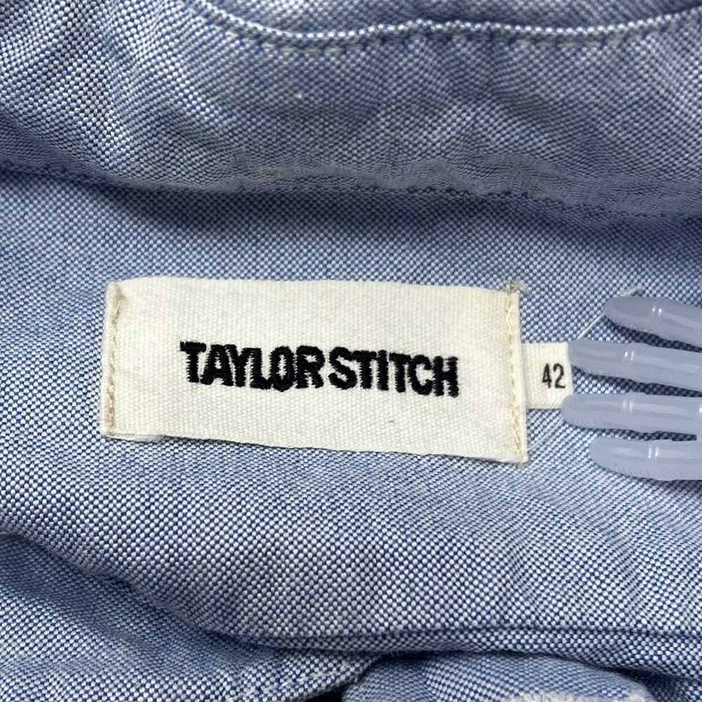 Taylor Stitch Mens Blue Organic Cotton Oxford Button Down Shirt Size 42 Large - Picture 4 of 8